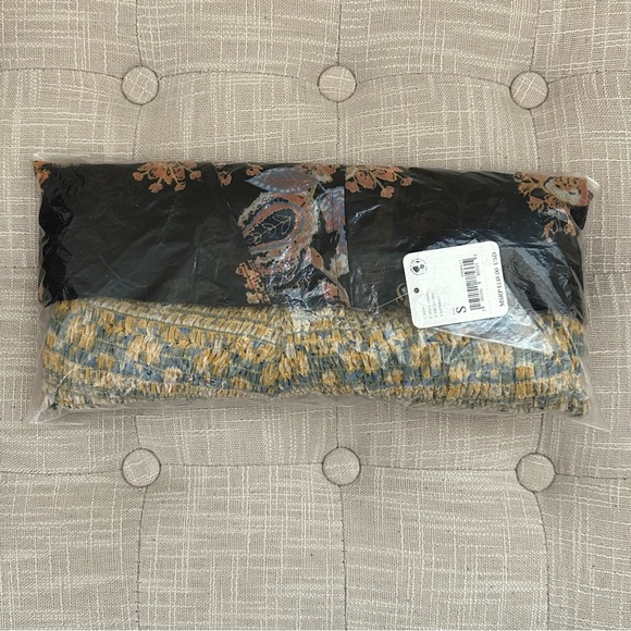 NWT Free People Intimately Black Tan 2 Piece Kimono & Shorts Set Size S - Picture 7 of 9